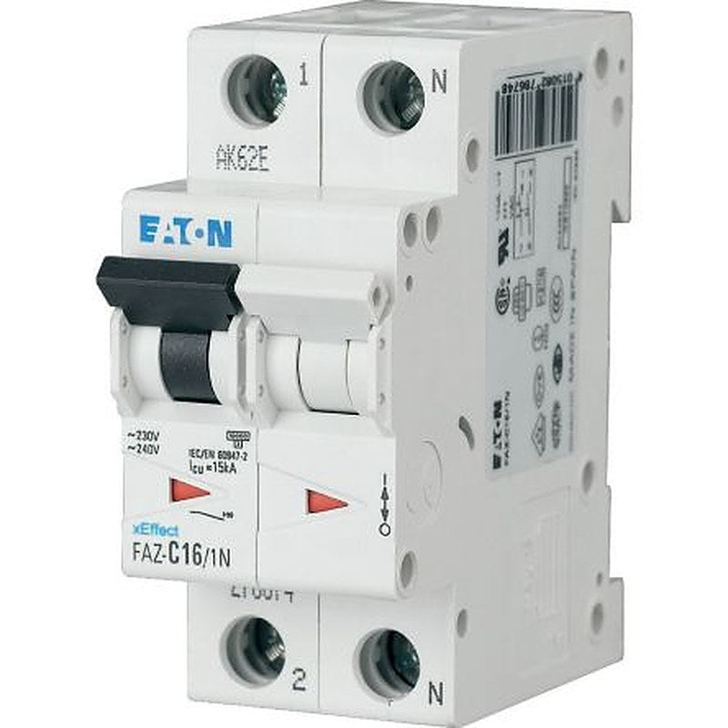 Eaton xEffect xEffect Miniature Circuit Breaker, 1-Pole, 16A, Type C, 230V ac AC, 10 kA Breaking Capacity
