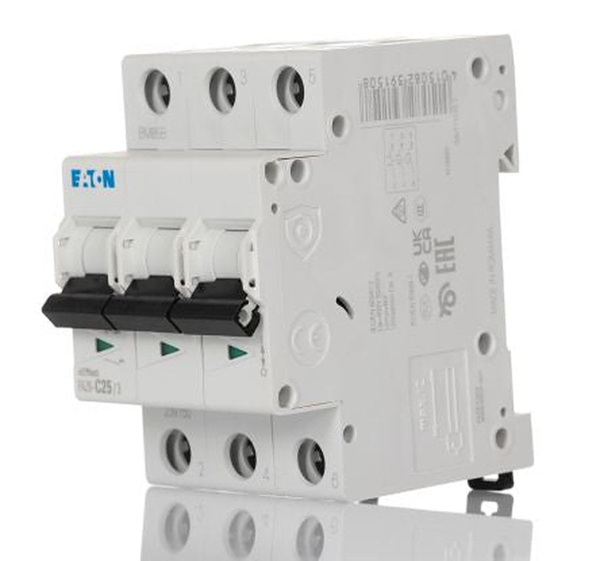 Eaton xEffect xEffect Miniature Circuit Breaker, 3-Pole, 25A, Type C, 400V ac AC, 60 V dc DC, 6 kA Breaking Capacity
