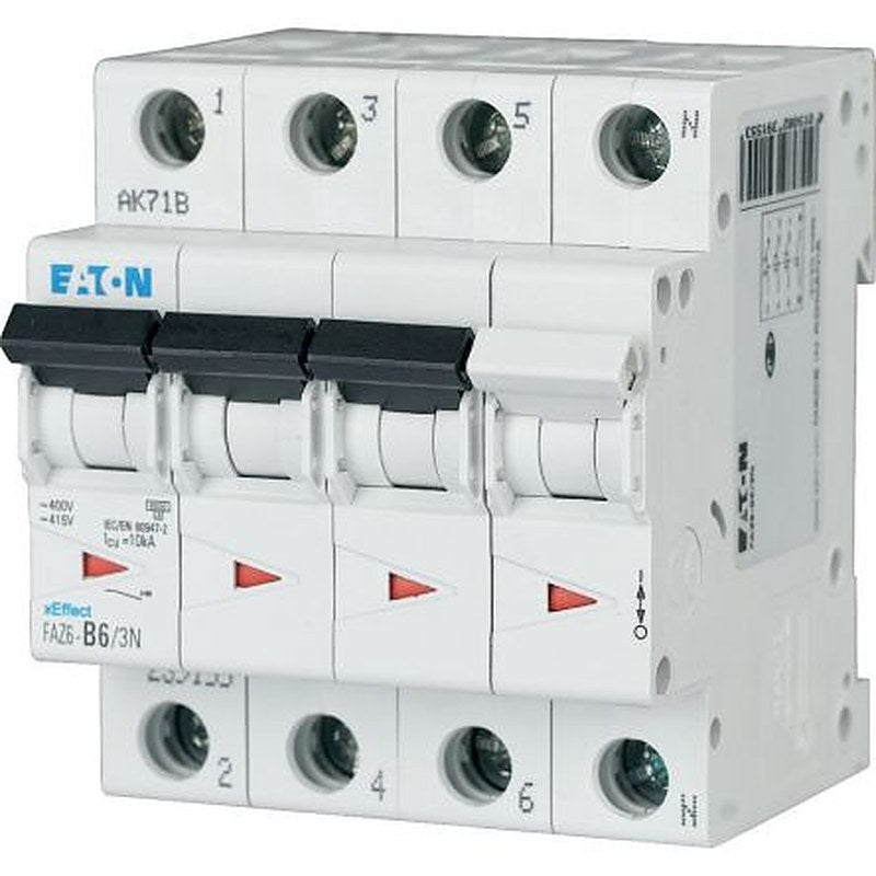 Eaton xEffect xEffect Miniature Circuit Breaker, 3-Pole, 10A, Type B, 230V ac AC, 6 kA Breaking Capacity
