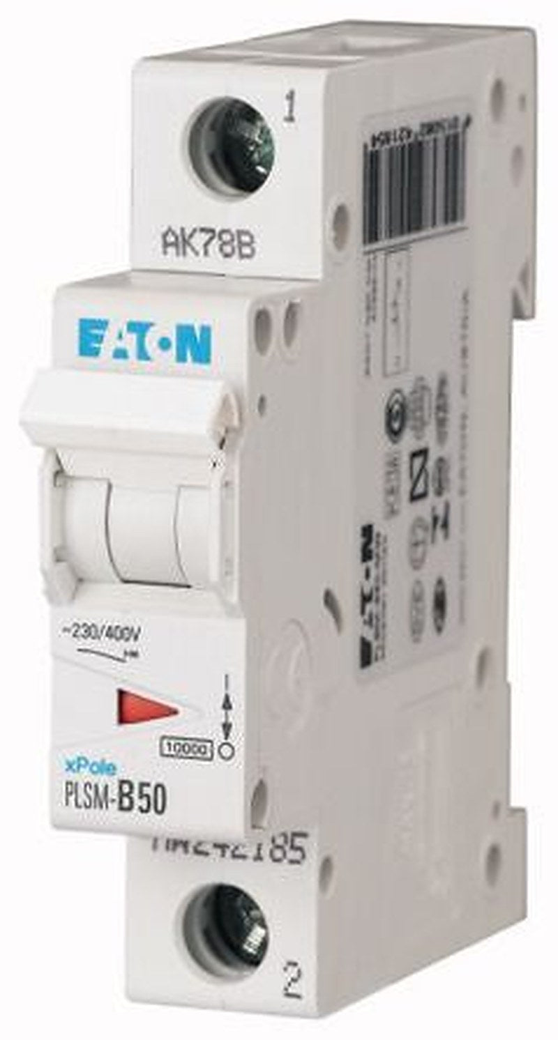 Eaton xPole PLSM Miniature Circuit Breaker, 1-Pole, 50A, Type C, 48 V dc DC, 10 kA Breaking Capacity