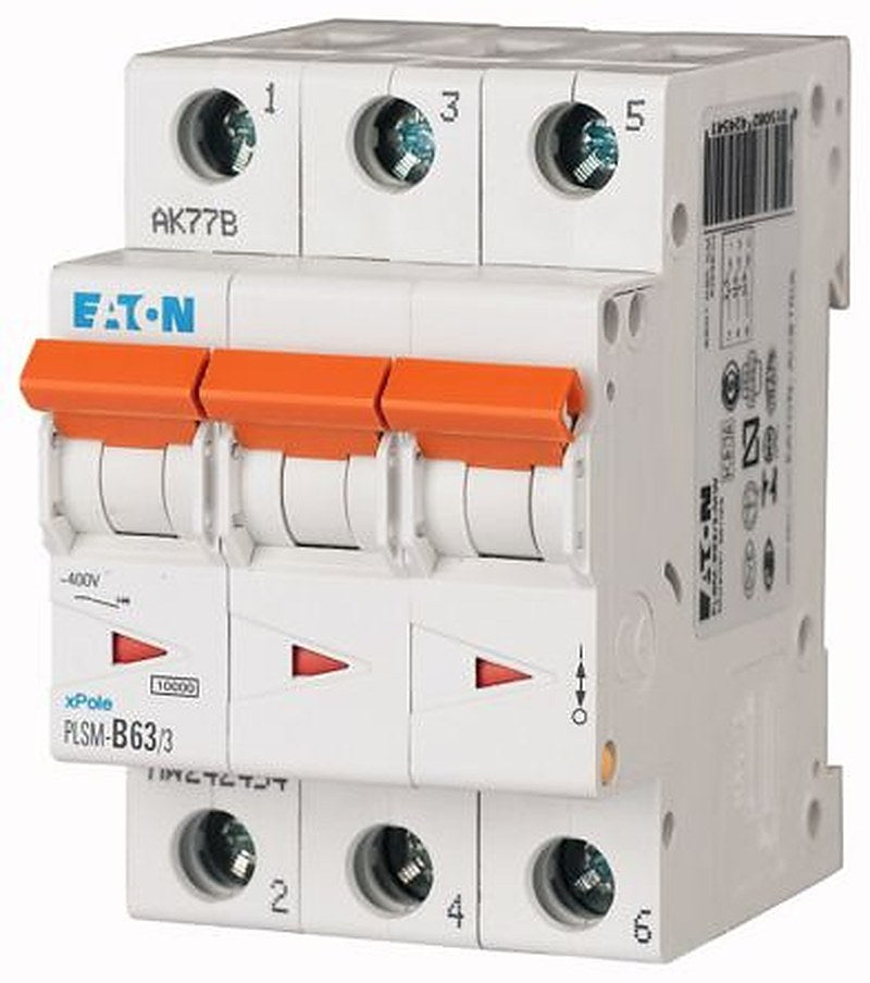 Eaton xPole PL Miniature Circuit Breaker, 3-Pole, 63A, Type C, 400V ac AC, 48 V dc DC, 10 kA Breaking Capacity