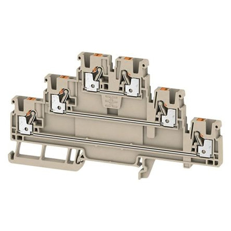 Weidmüller 2428510000 A3T Series DIN Rail Terminal Dark Beige, 0.5mm², 2.5 mm², 3-Level, Clamp, ATEX, IECEx