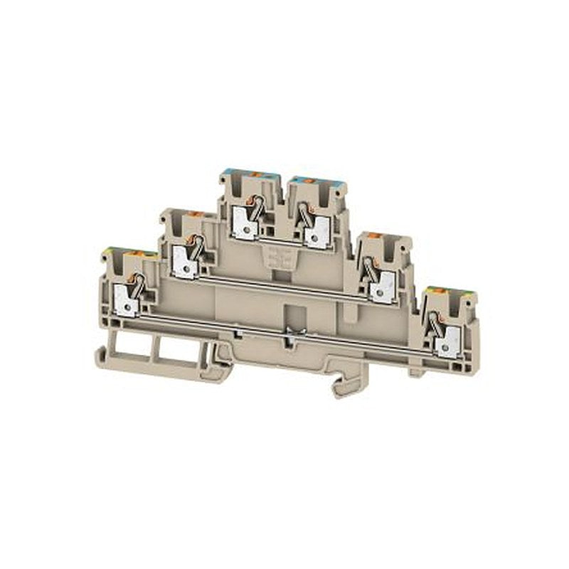 Weidmüller 2428840000 A3T Series Multi Level Terminal Block Dark Beige, 2.5mm², 3-Level, Push-in, IECEx/ATEX