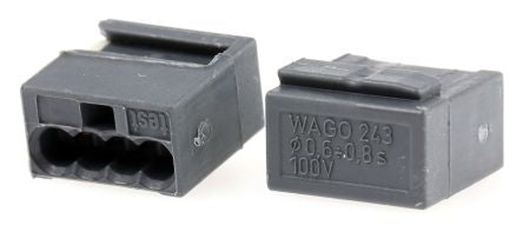 WAGO 243 MICRO PUSH WIRE Series Junction Box Connector, 4-Way, 20AWG, 22 AWG Wire, 6A Push-in