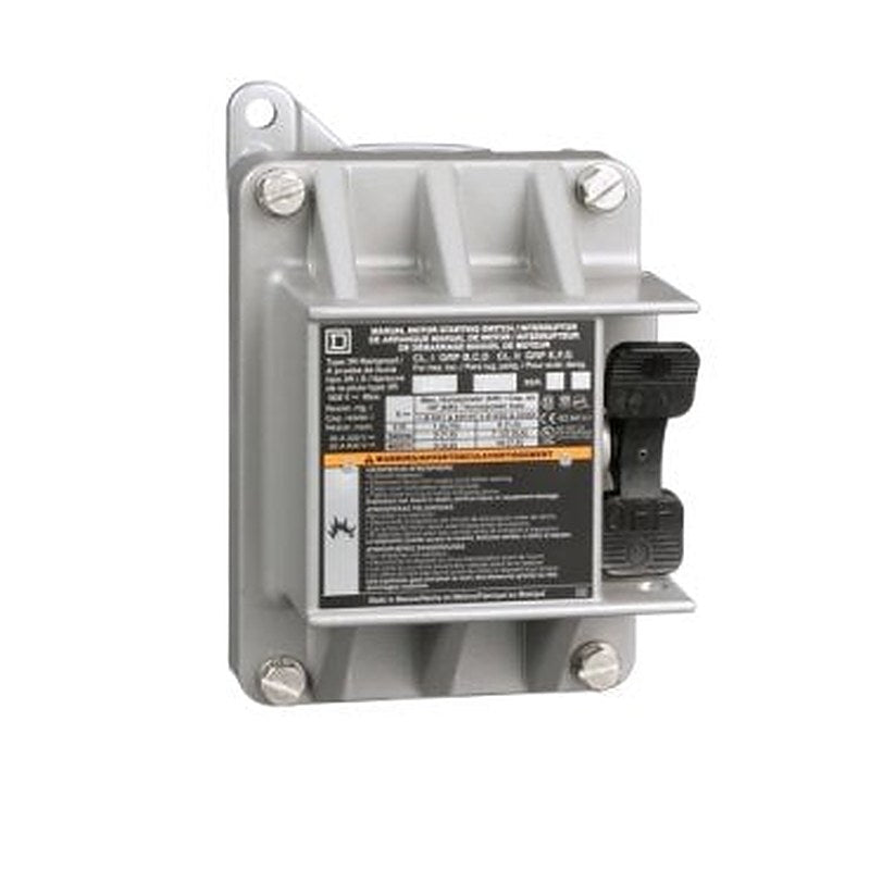 Switch, manual, 20A, 2 pole, 3HP at 575VAC, single phase, toggle operated, no indicator, NEMA 7&9, one conduit opening (Switch manual) is a Schneider Electric product. Designed for reliable performance and long service life. Available across Iraq — contact us for pricing and delivery options.