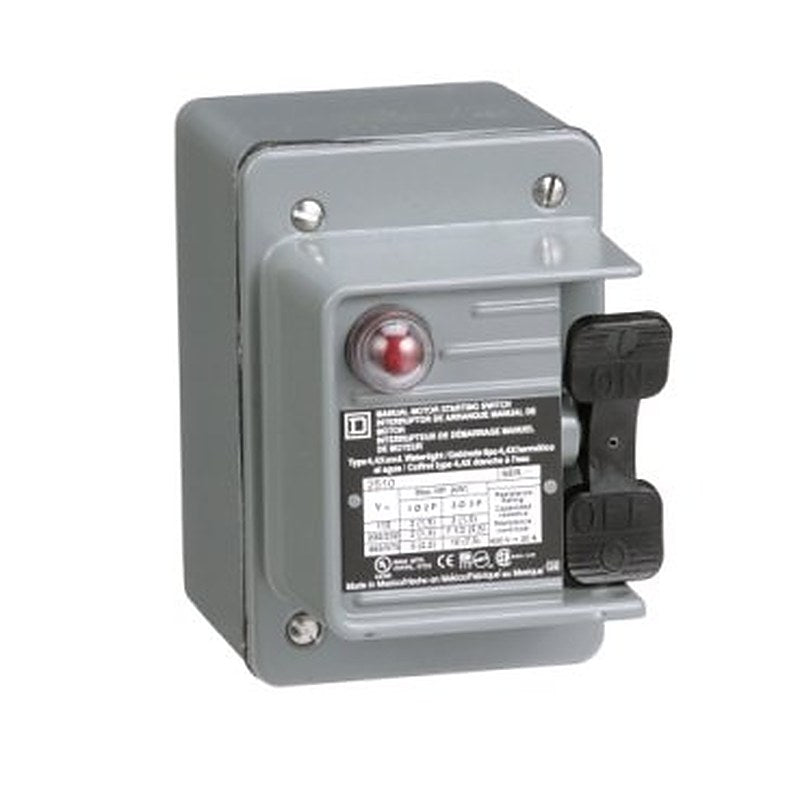 Switch, manual, 30A, 2 pole, 3 HP at 575 VAC, single phase, toggle operated, red 115 VAC indicator, NEMA 4, two conduit (Switch manual) is a Schneider Electric product. Designed for reliable performance and long service life. Available across Iraq — contact us for pricing and delivery options.