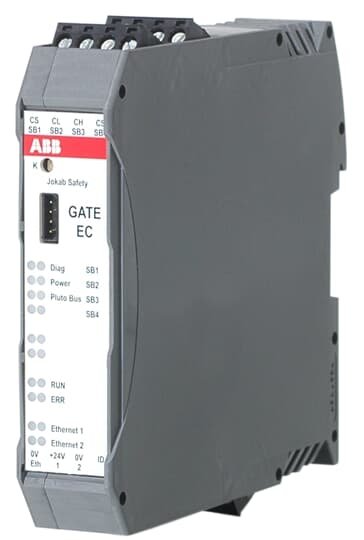 The ABB has gateway for 2-way communication between the pluto bus and ethernet. The supply voltage of this gateway is 24 V DC. Product net height 108 mm Product net width 23 mm Product net weight 0.13 kg