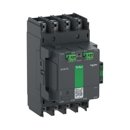 Schneider Electric LC1G1154BEEA TeSys Giga high power contactor, 4 poles (4 NO) for category AC-1 applications up to 250A @440V. It provides a 24-48V AC/DC wide band low consumption electronic coil, PLC output control and embedded highly reliability 1NO+1NC auxiliary contact block (17V 1mA). Designed for demanding applications with maximum operating rates up to 600 cycles per hour and environments until 60Â°C. It procures high reliability and durability with 5 Mcycles mechanical durability. Local and Remote