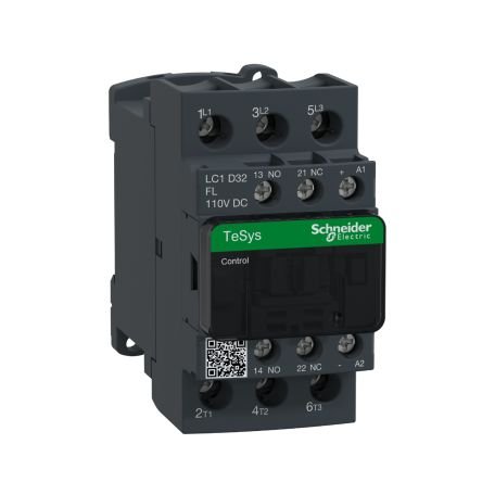 The Schneider Electric contactor for motor control applications. It provides a low consumption coil with electronic control. For operating rates until 3600 cycles per hour and environments until 60°C, it procures high reliability and durability. It is compact and has DIN-rail mounting or screw fixing. Ring-lug terminals Easier to install and operate with multi-standard screws Improved fire resistance, and dustproof auxiliaries
