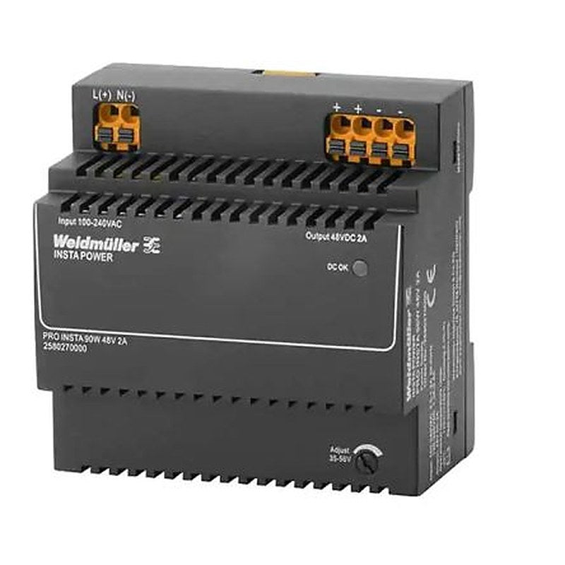 Weidmüller PRO INSTA DIN Rail DIN Rail Power Supply 370 V dc, 264V ac AC/DC Input 48V dc, 2 A Output DC 96 W