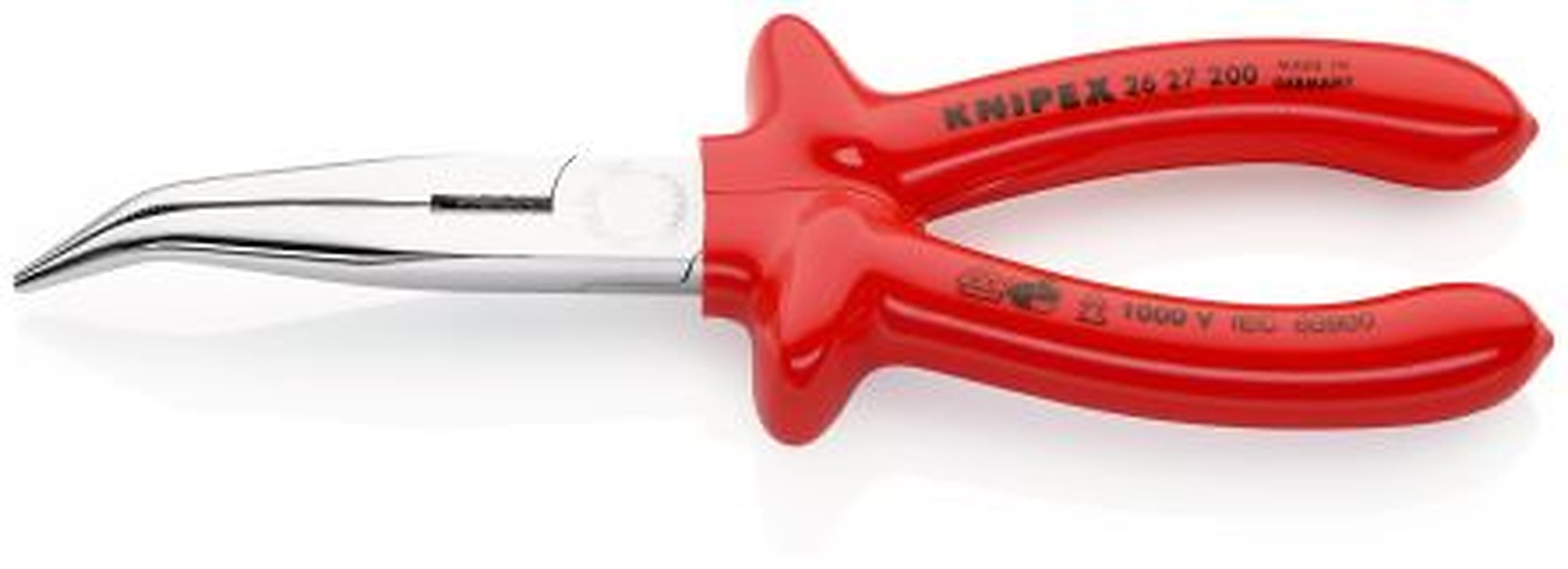 Knipex 1-Piece Long Nose Plier Round, 200mm Overall VDE/1000V Approved, 73mm Jaw