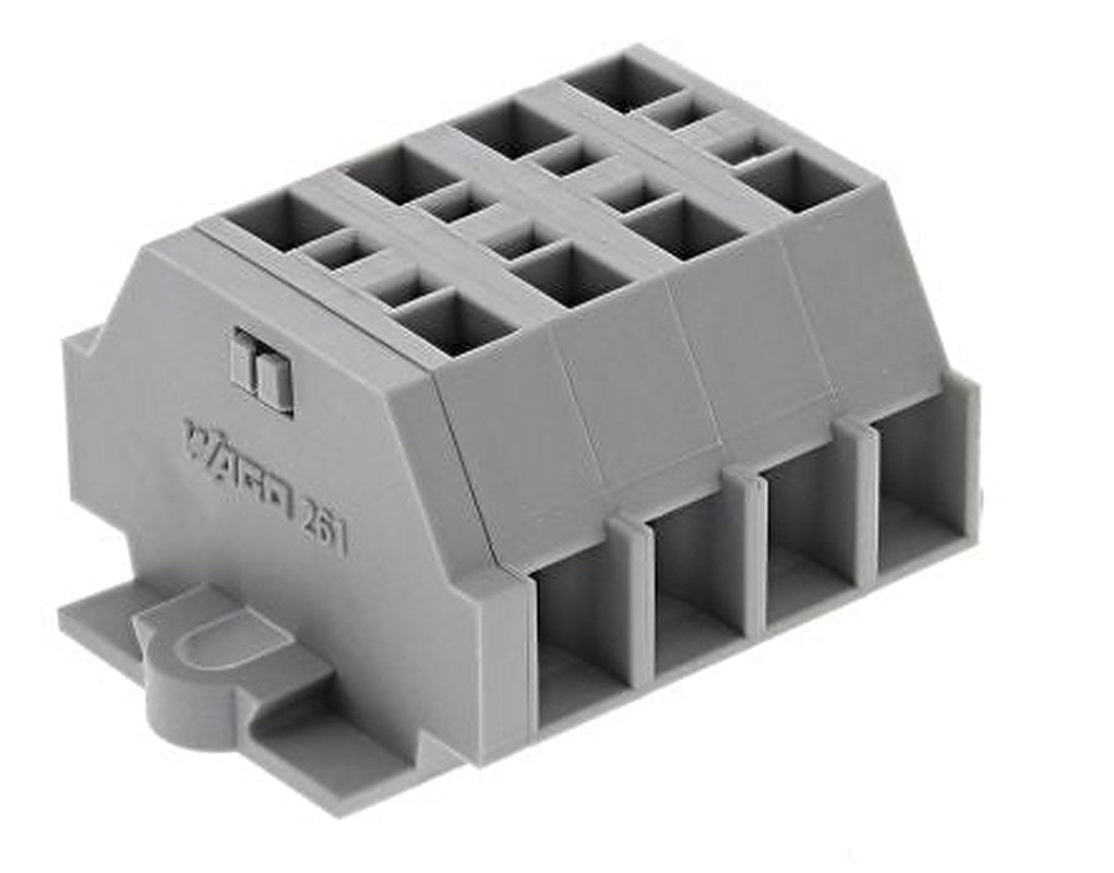 WAGO 261-104 261 Series Terminal Strip Grey, 2.5mm², 1-Level, Cage Clamp