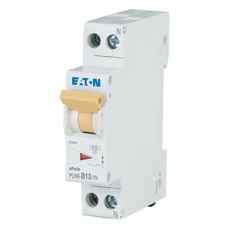 Eaton PLN6 PLN6 Miniature Circuit Breaker, 1-Pole, 13A, Type B, 230V ac AC, 6 kA Breaking Capacity