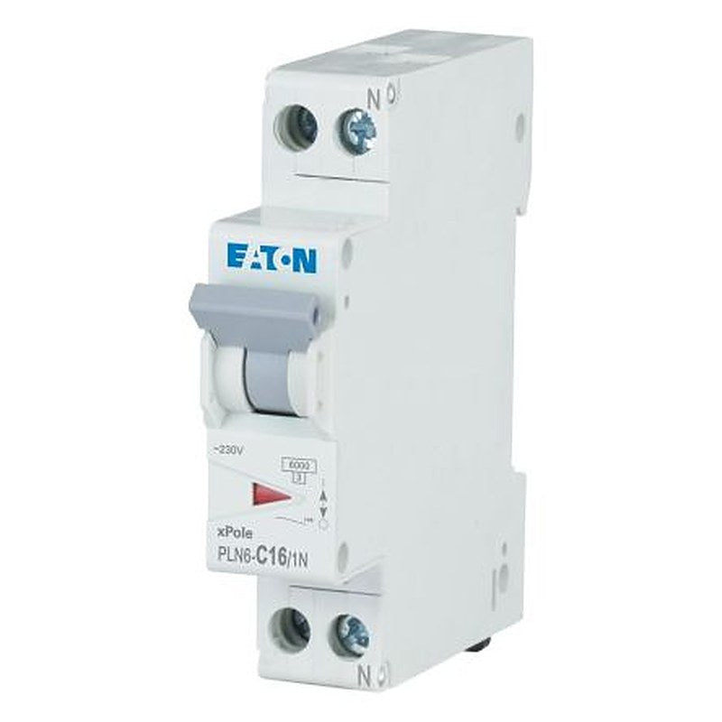 Eaton PLN6 PLN6 Miniature Circuit Breaker, 1-Pole, 16A, Type C, 230V ac AC, 6 kA Breaking Capacity