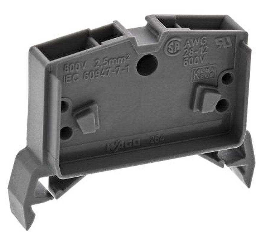 WAGO 264-711 264 Series Feed Through Terminal Block Grey, 2.5mm², 1-Level, Cage Clamp