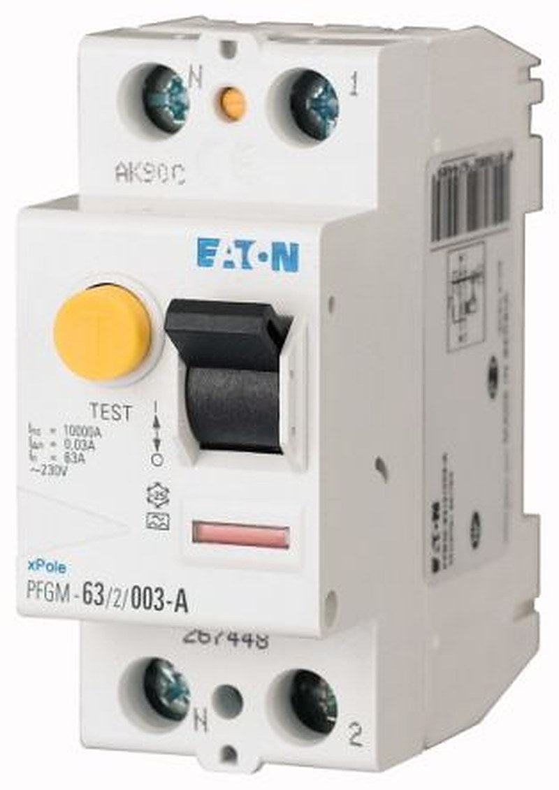 Eaton PFGM Series Residual Current Circuit Breaker, 63A, 2-Pole, 30 mA, Type AC, 10 kA 230V ac