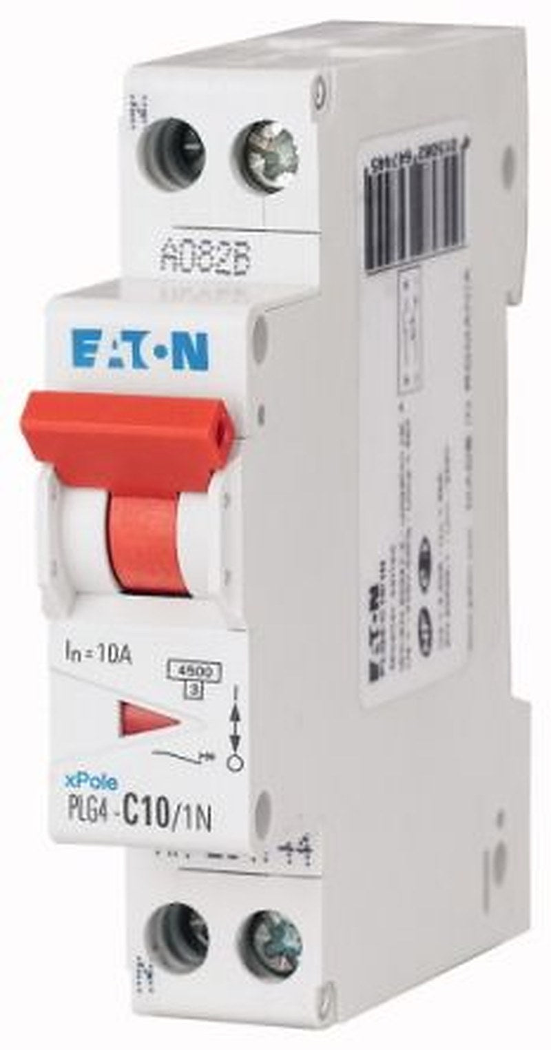Eaton Plexo PLG4 Miniature Circuit Breaker, 1-Pole, 10A, Type B, 230V ac AC, 4.5 kA Breaking Capacity