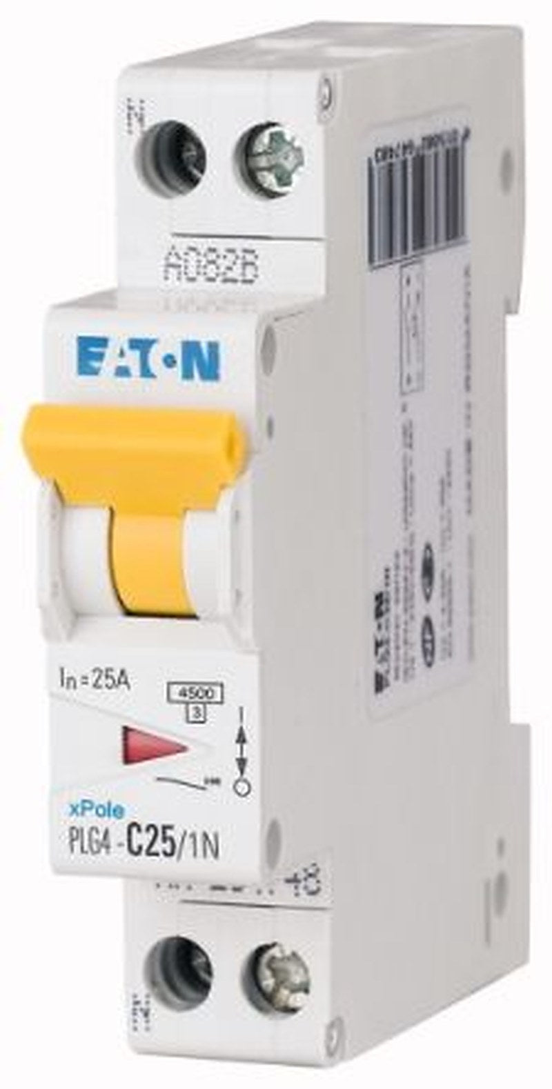 Eaton Plexo PLG4 Miniature Circuit Breaker, 1-Pole, 25A, Type B, 230V ac AC, 4.5 kA Breaking Capacity