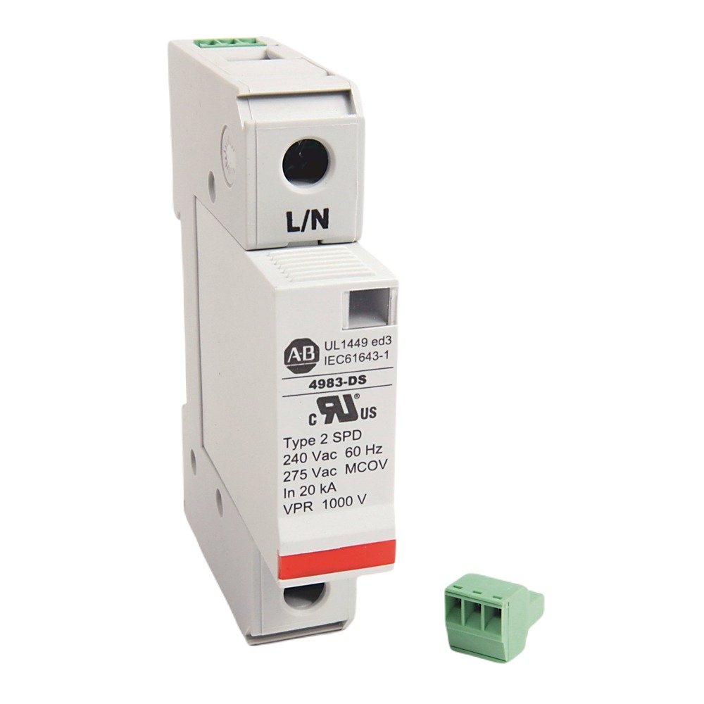 The Allen Bradley DIN Rail AC Power Surge Protective Device offers a number of options to meet basic surge protection needs. They are connected in parallel and use an MOV to clamp high-voltage surges. They are primarily used in the main electrical panel for the protection of 1- and 3-phase systems. Compact modular design Robust design avoids unnecessary replacement DIN Rail mounted Type 2 Replacement module Visual status indicator Remote status indicator