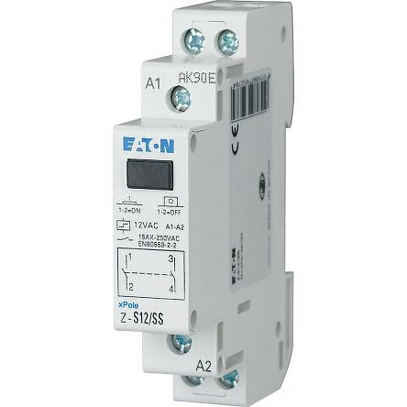 Eaton DIN Rail Impulse Relay, 12V ac Coil, 16A Switching Current, DPST
