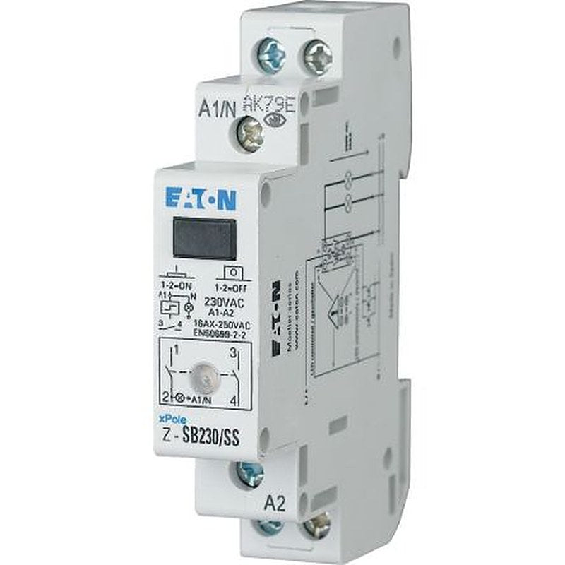 Eaton DIN Rail Impulse Relay, 24V ac Coil, 16A Switching Current, DPST