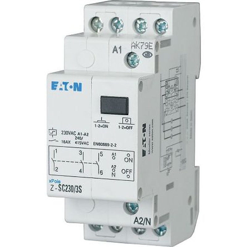 Eaton DIN Rail Impulse Relay, 230V ac Coil, 16A Switching Current, 2 NO/1 NC
