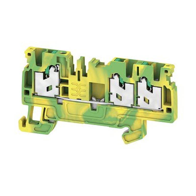 Weidmüller 2674570000 AS3C 2.5 PE Series Feed Through Terminal Block Yellow, Green, 1-Level, Snap-In