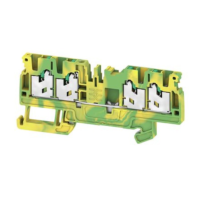Weidmüller 2674580000 AS4C 2.5 PE Series Feed Through Terminal Block Yellow, Green, 1-Level, Snap-In