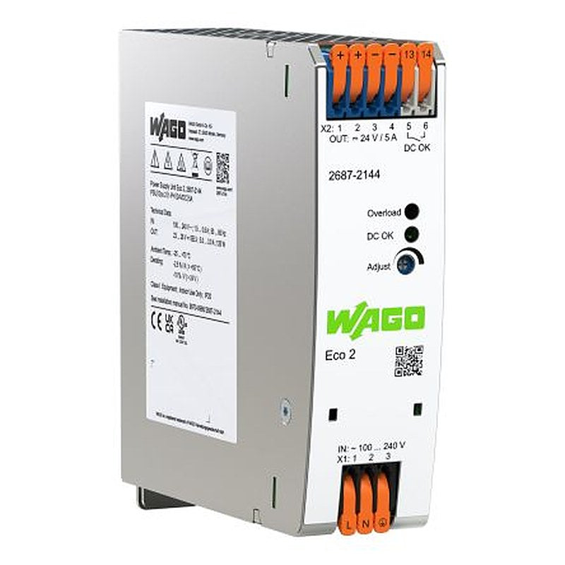 WAGO Switched Mode DIN Rail Power Supply 24V dc, 5 A Output 120 W