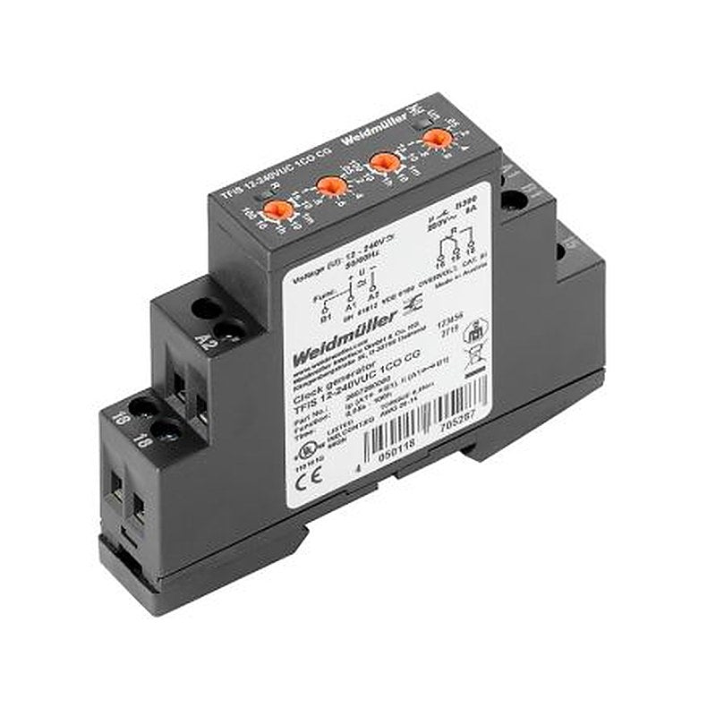 Weidmüller TFI Series Screw Timer Relay, 1-Contact, 240 V dc 240V ac, 5 to 100 h, 1 CO Switch Configuration