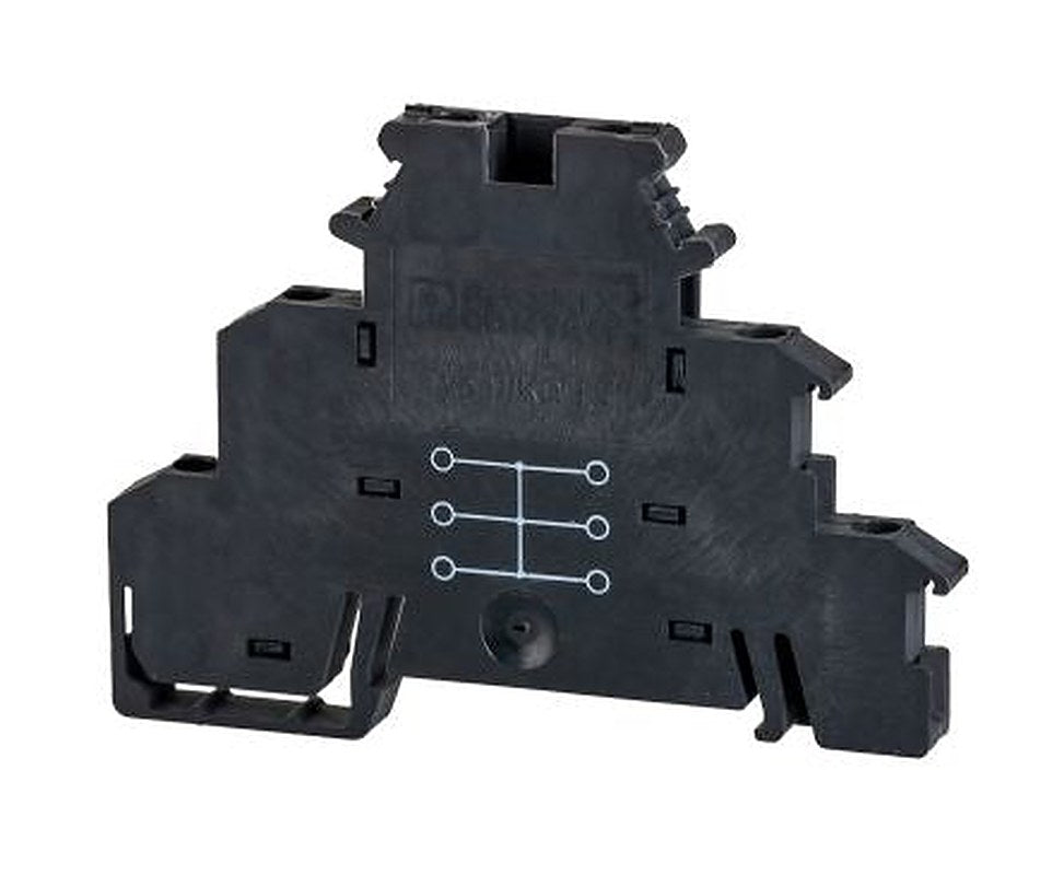 Phoenix Contact 2715571 DIKD 1.5-PV BK Series DIN Rail Terminal Block Black, 0.2mm², 4 mm², 3-Level, Screw