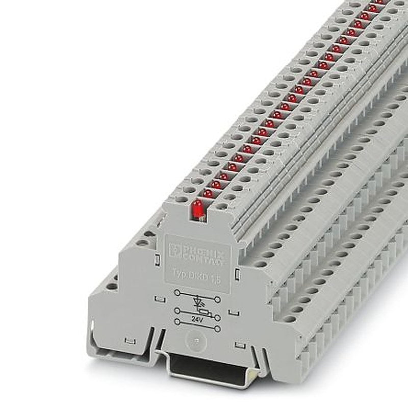Phoenix Contact 2715814 DIKD 1.5-LA 24RD/O-M Series Terminal Block Grey, 2.5mm², 3-Level, Screw