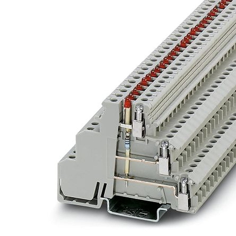 Phoenix Contact 2716279 DIKD 1.5-LA 24RD/U-O Series Terminal Block Grey, 2.5mm², 3-Level, Screw