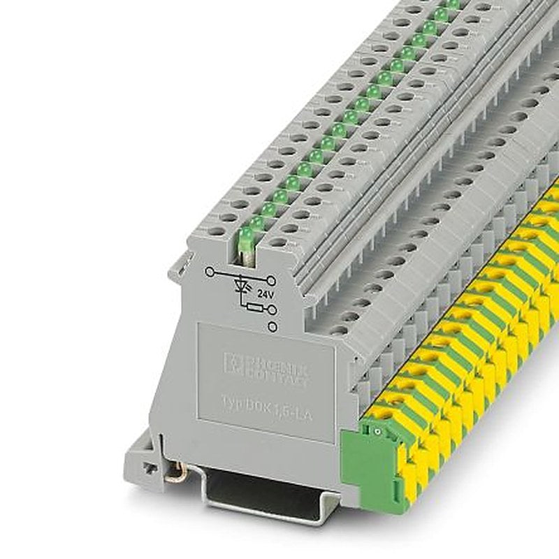 Phoenix Contact 2717074 DOK 1.5-LA 24GN/O-M Series Terminal Block Grey, 2.5mm², 3-Level, Screw