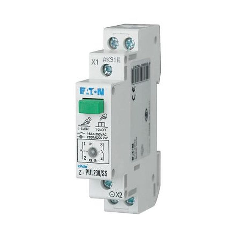 Eaton Z-PUL Series Push Button Switch, DIN Rail, 2 NO, IP40 250 V ac