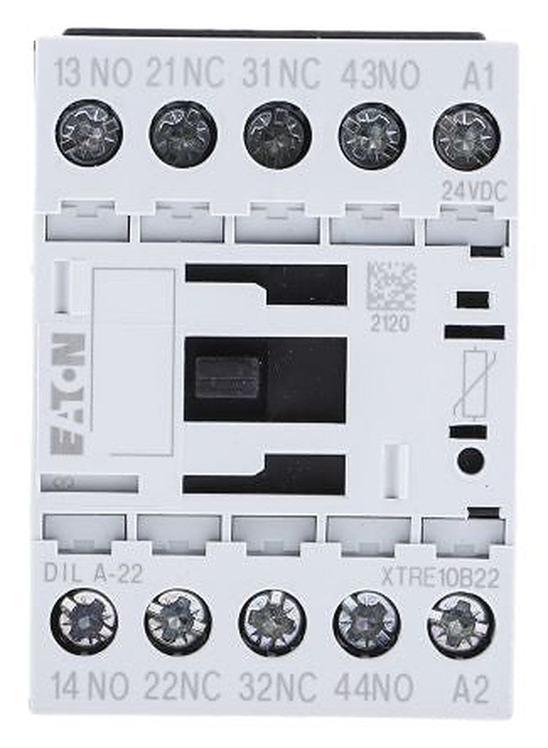 Eaton DILA Contactor, 24V dc Coil, 4-Pole, 4 A 24V dc, 2 NO/2 NC, 415V ac