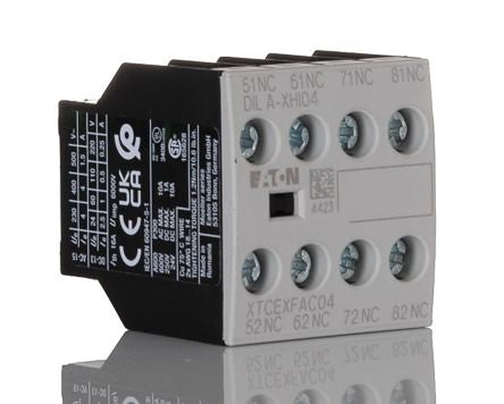 Eaton Auxiliary Contact, 4 Contact, 4 NC, DILA, Front, 16 A, 500V, 276424 DILA-XHI04