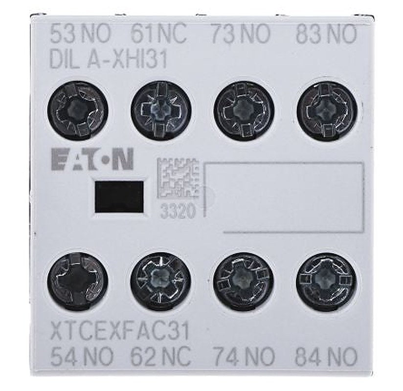 Eaton Auxiliary Contact, 4 Contact, 3 NO/1 NC, DILA-XHI31, Front Fixing, 16 A, 500V ac, 276427 DILA-XHI31