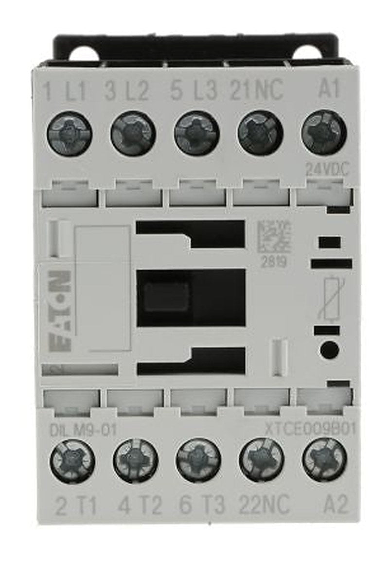 Eaton DILM Contactor, 24V dc Coil, 3-Pole, 9 A, 4 kW 24V dc, 1 NC, 400V ac