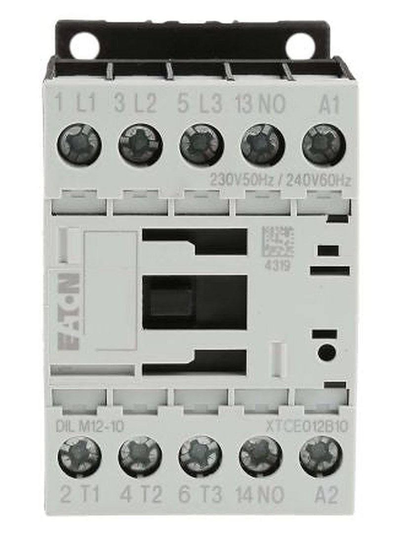 Eaton DILM Contactor, 230V ac Coil, 3-Pole, 12 A, 5.5 kW 230V ac, 3 NO, 400V ac
