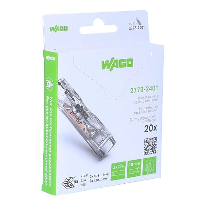 WAGO, 221 Wire Splice Splice Connector, Clear, Insulated, Tin 12 AWG