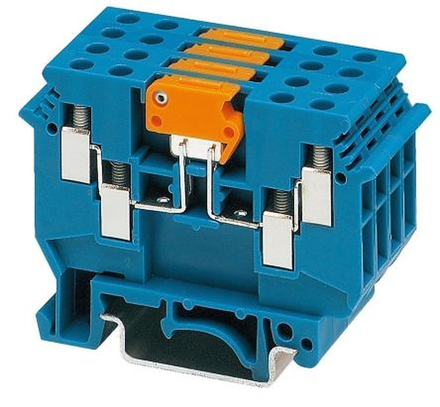 Phoenix Contact 2775223 UDK 4-MTK-P/P BU Series Disconnect Terminal Block Blue, 1-Level, Screw