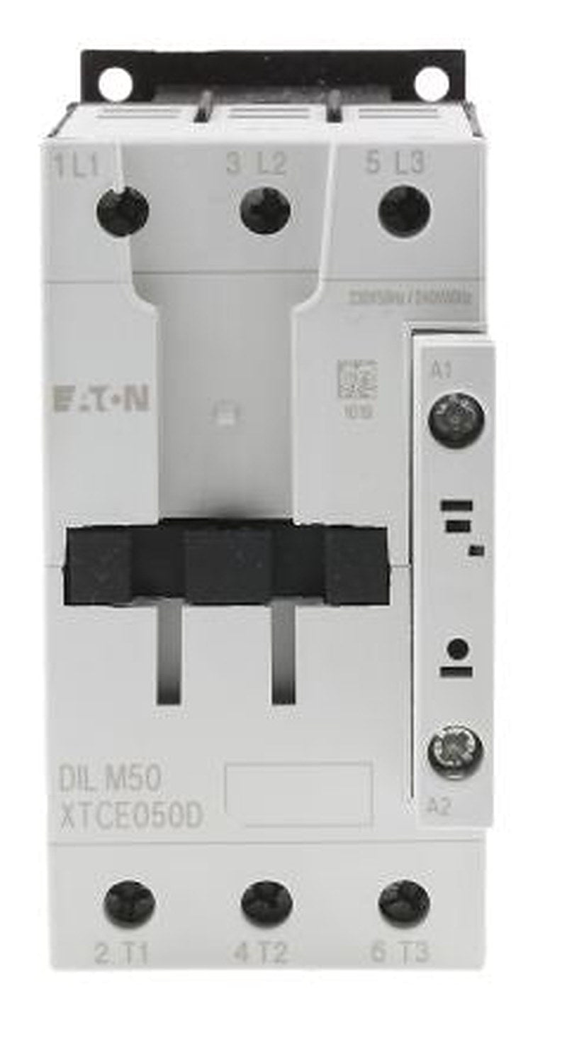Eaton DILM Contactor, 230V ac Coil, 3-Pole, 50 A, 22 kW 230V ac, 3 NO, 400V ac