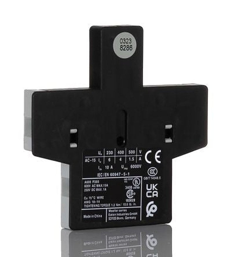 Eaton Auxiliary Contact, 2 Contact, 1 NO/1 NC, DILM, Side, 4 A, 500V, 278425 DILM1000-XHI11-SI