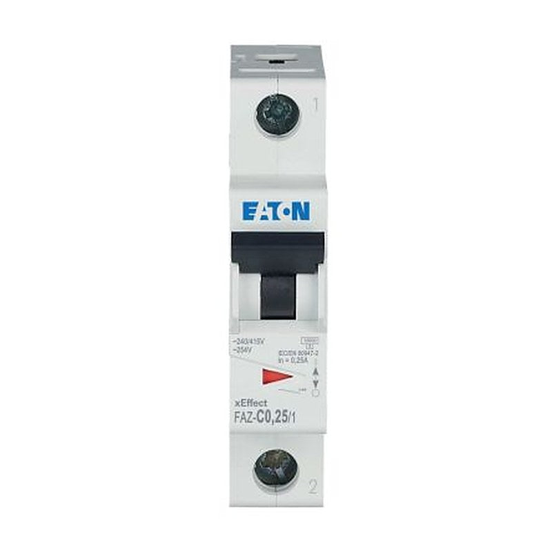 Eaton xEffect FAZ Miniature Circuit Breaker, 1-Pole, 0.25A, Type C, 230V ac AC, 48 V dc DC, 15 kA Breaking Capacity