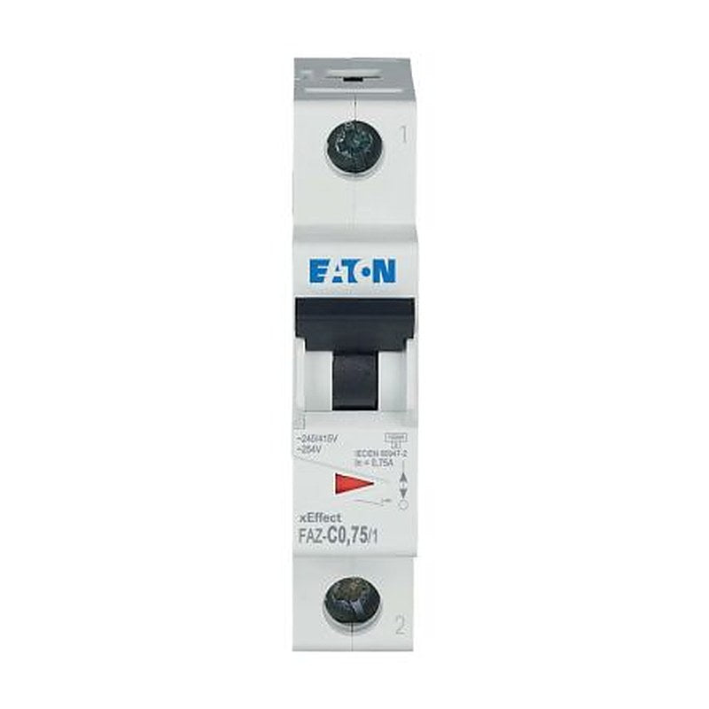 Eaton xEffect FAZ Miniature Circuit Breaker, 1-Pole, 0.75A, Type C, 230V ac AC, 48 V dc DC, 15 kA Breaking Capacity