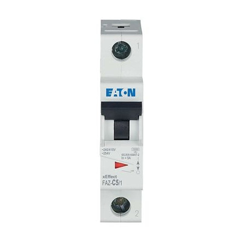 Eaton Moeller 278554 Miniature Circuit Breaker, 1-Pole, 5A, Type C, 415V ac AC, 48 V dc DC, 10 kA Breaking Capacity