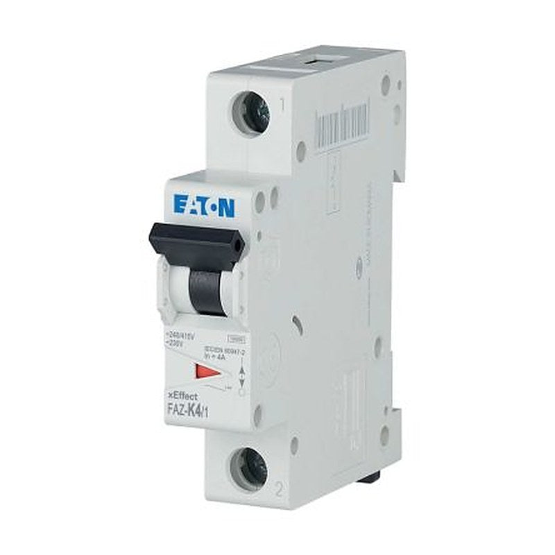 Eaton xEffect FAZ Miniature Circuit Breaker, 1-Pole, 4A, Type K, 230V ac AC, 48 V dc DC, 10 kA Breaking Capacity