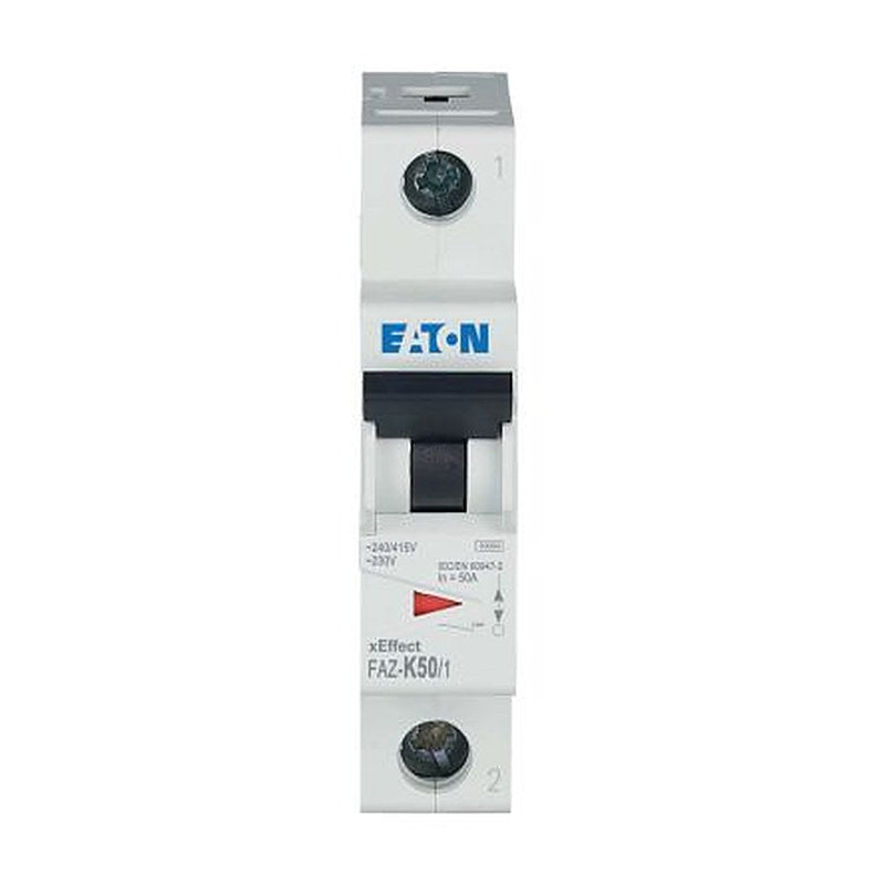 Eaton xEffect FAZ Miniature Circuit Breaker, 1-Pole, 50A, Type K, 230V ac AC, 48 V dc DC, 10 kA Breaking Capacity