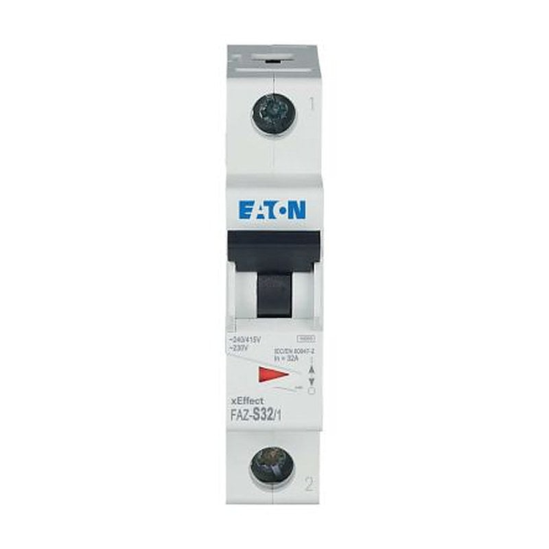 Eaton xEffect FAZ Miniature Circuit Breaker, 1-Pole, 32A, Type S, 230V ac AC, 48 V dc DC, 7.5 kA Breaking Capacity